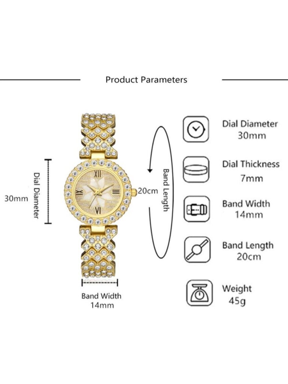 Womens Silver Analog Set Quartz Steel Band Diamonds Bracelets Luxury Wrist Watch - Picture 4 of 4